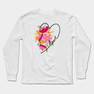 Floral Heart Love Letters for Flower Lovers Long Sleeve T-Shirt